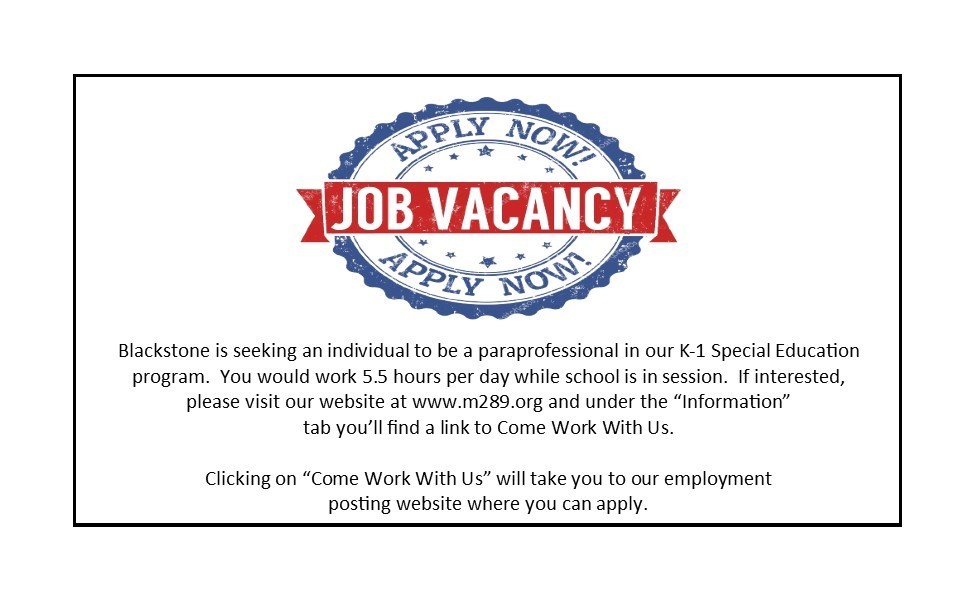 Paraprofessional Job Vacancy Northbrook Middle School